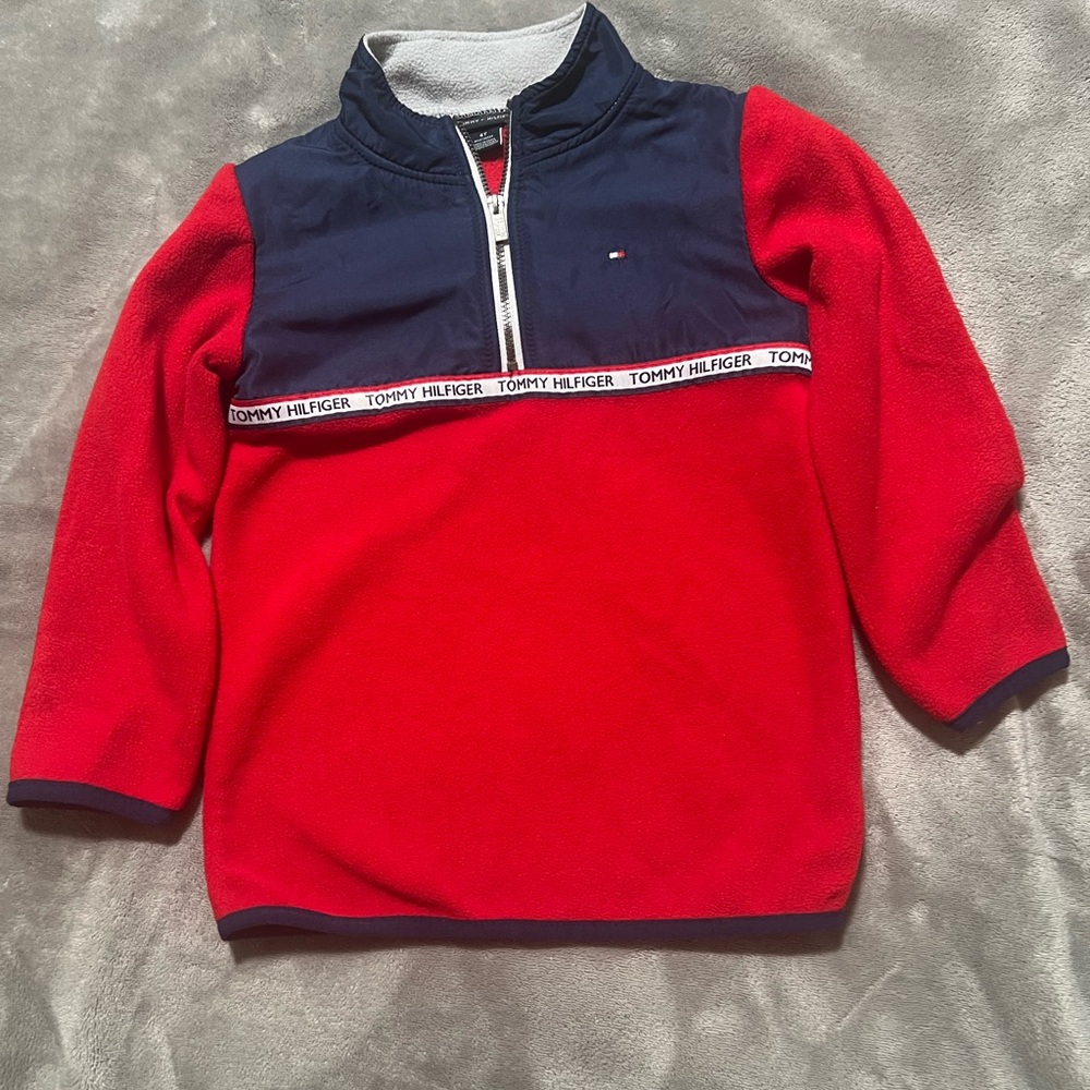 Tommy Hilfiger Kids Red and Blue Fleece Pullover